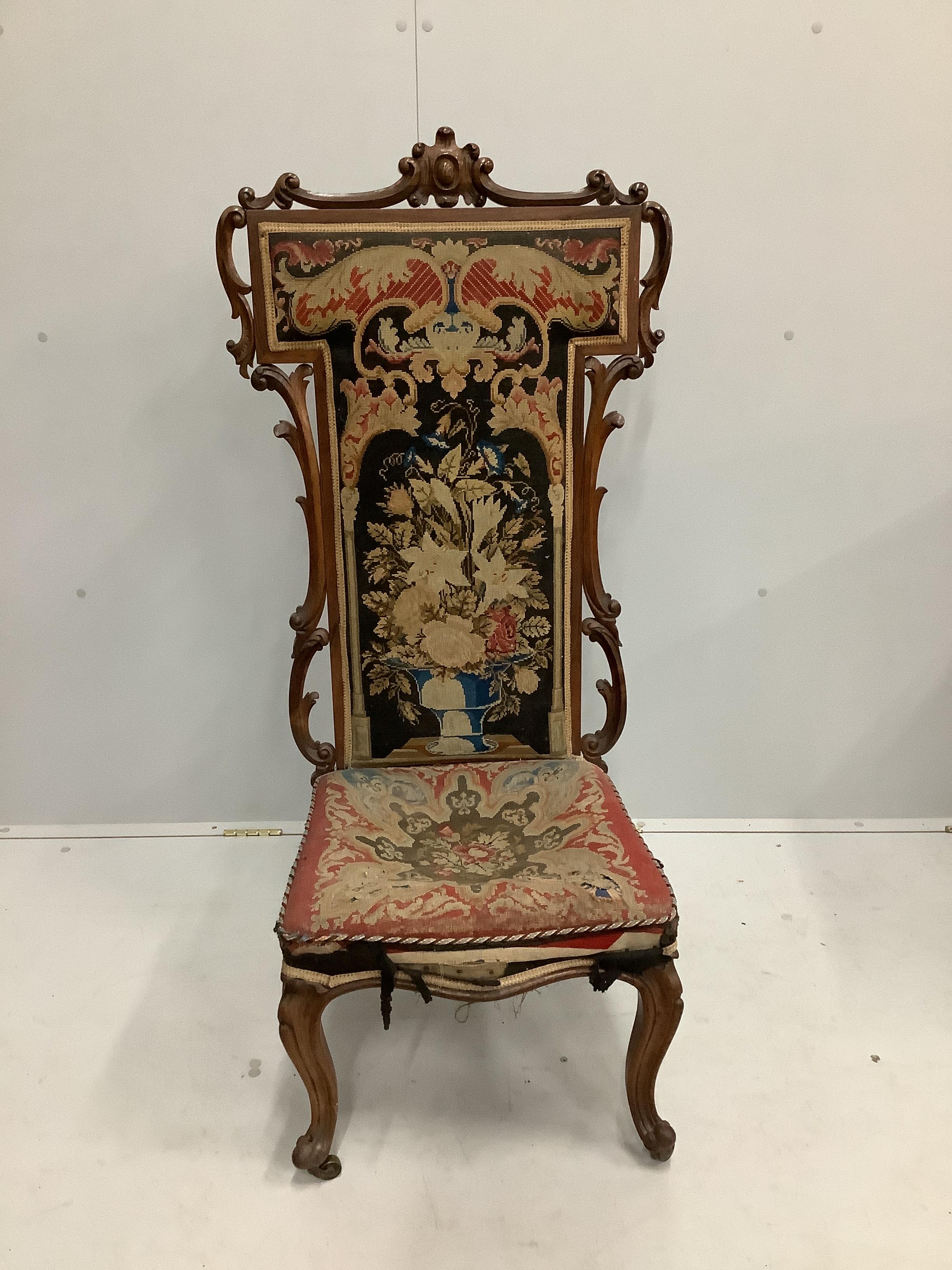 A Victorian rosewood prie dieu chair